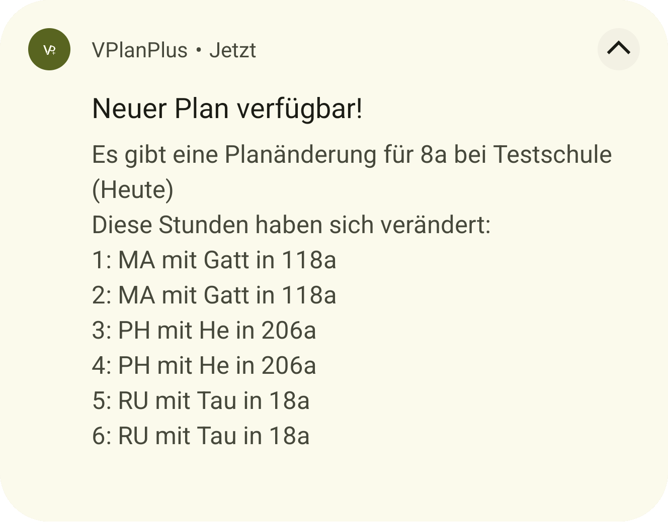 Benachrichtigung von VPlanPlus